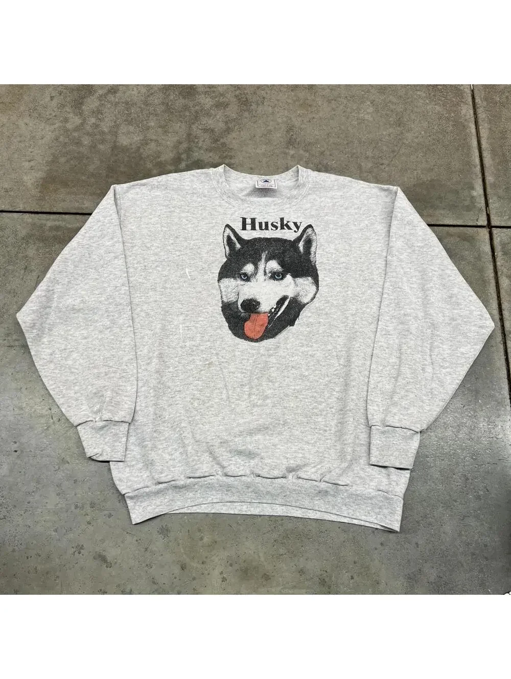 vintage huskey dog nature animal made in usa grey crewneck size xl
